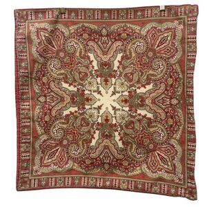 Pottery Barn Square Pillow Cover Red Paisley Euro Sham Cotton Linen RefA